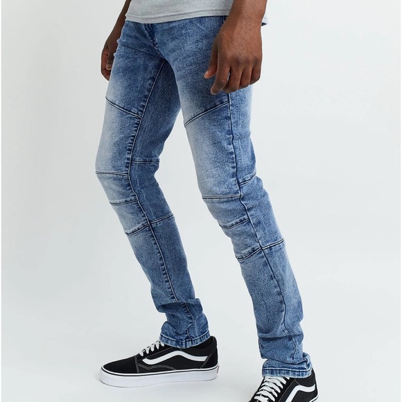 Multi Wash Moto Look Straight Fit Jeans Size 40 - Picture 5 of 7